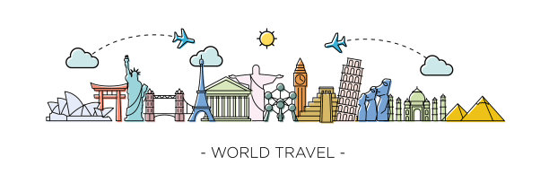 世界旅游地标剪影图标设置图片下载