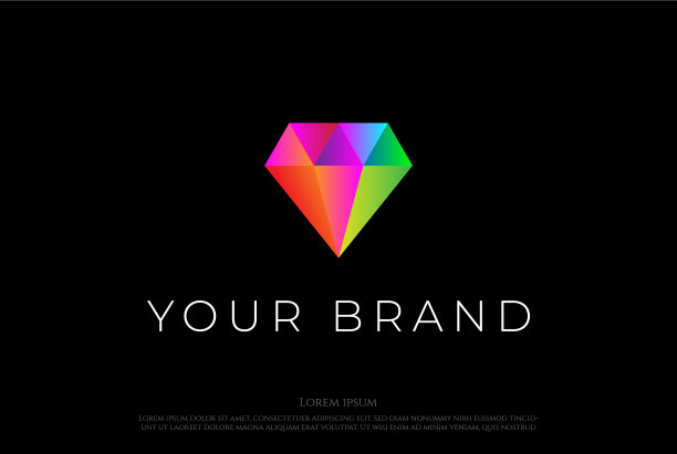 彩色现代极简钻石宝石石标志图片下载