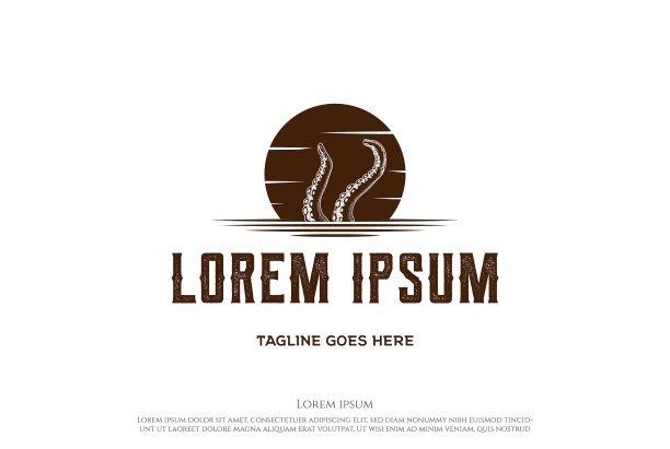 复古的日落、日出或月亮与鱿鱼图片下载