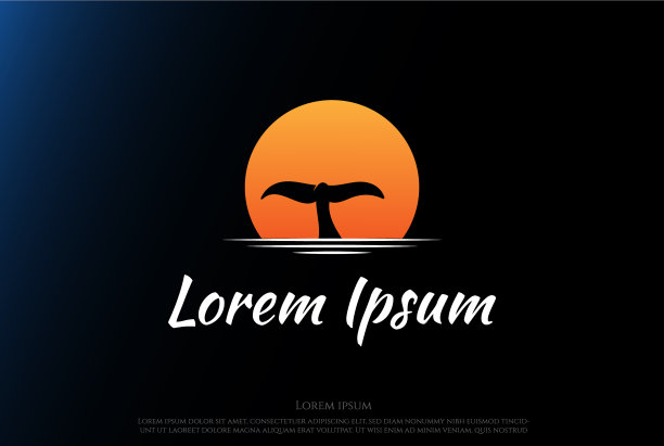 简单极简的日落日出与鲸鱼图片下载