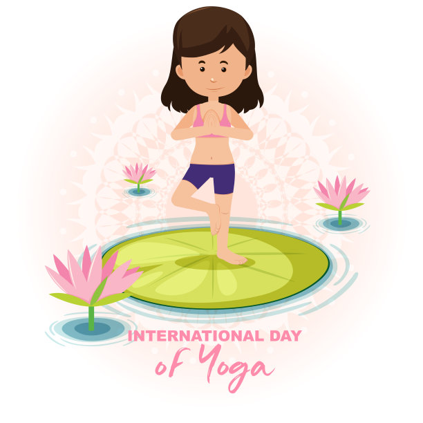 国际瑜伽日横幅上有女人在做瑜伽图片下载