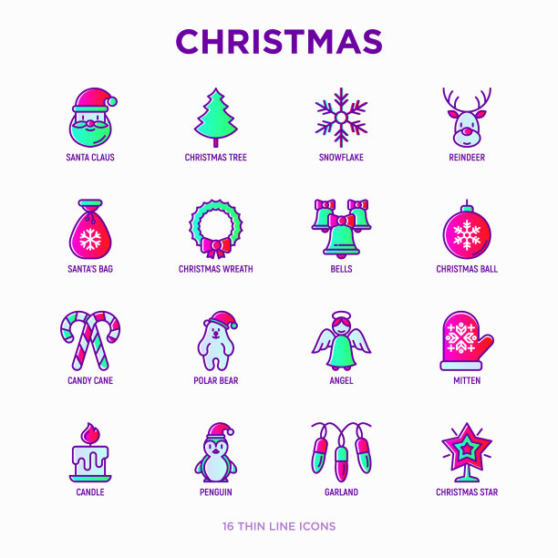 圣诞细线图标设置圣诞老人图片下载