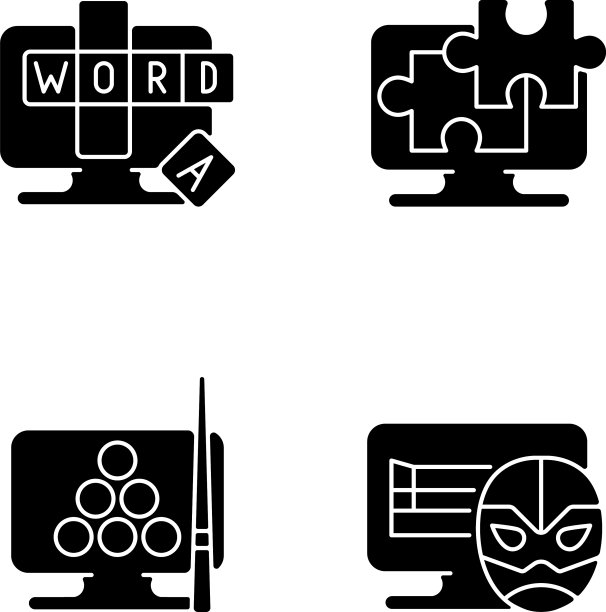 智力游戏类型设置为黑色符号图标图片下载