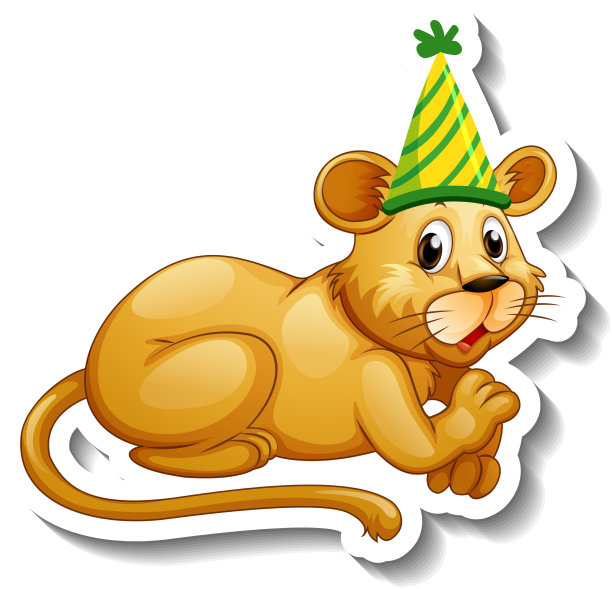 一个带母狮子的贴纸模板图片下载