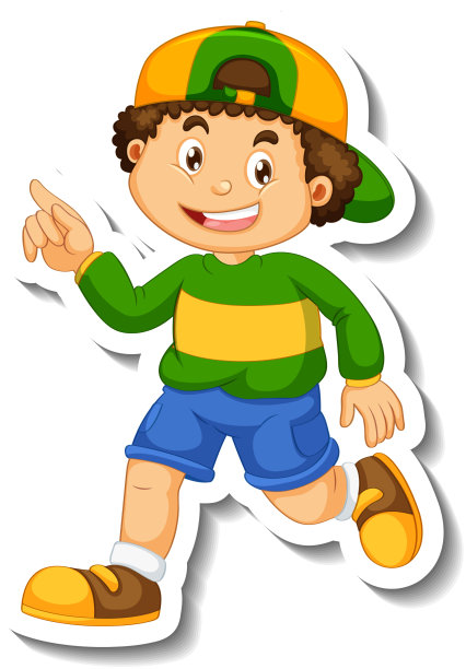 贴纸模板有一个男孩卡通人物图片下载