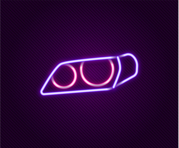 发光的霓虹灯线汽车前灯图标孤立上图片下载