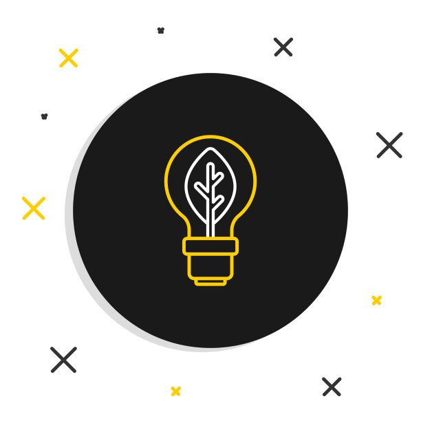 线灯泡与叶图标隔离在白色图片下载