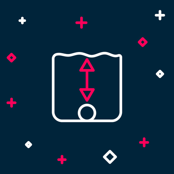 线深度测量图标孤立在蓝色图片下载