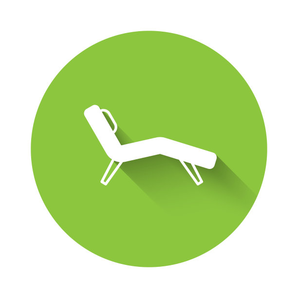 白色扶手椅图标孤立与长阴影图片下载