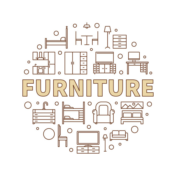 家具围绕室内概念轮廓图片下载