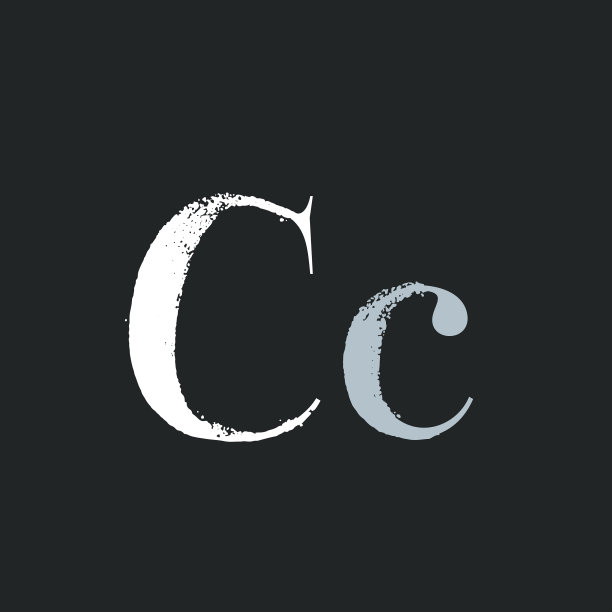 字母c用干的笔触和衬线图片下载