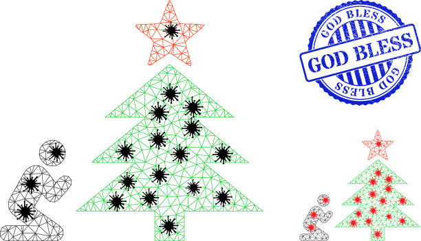 尸体网格祈祷与圣诞树的图标图片下载