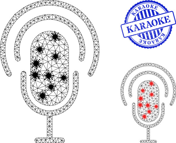 线框网格播客图标与病毒项目和图片下载