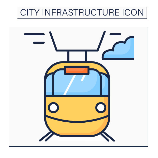 有轨电车彩色图标图片下载
