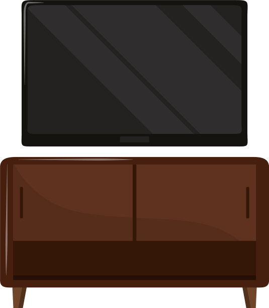电视和木制家具图片下载
