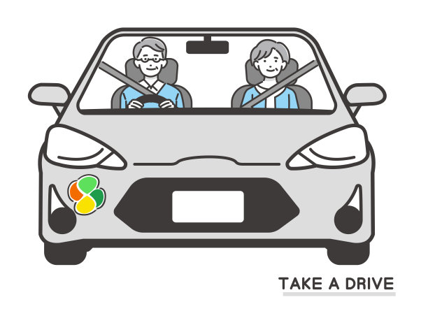 矢量插图材料/汽车/旅行的资深夫妇的男人和女人驾驶图片下载