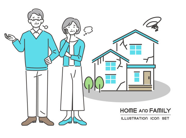 矢量插图材料/图标/房子/一个老人的家和一个有麻烦的脸的房子图片下载