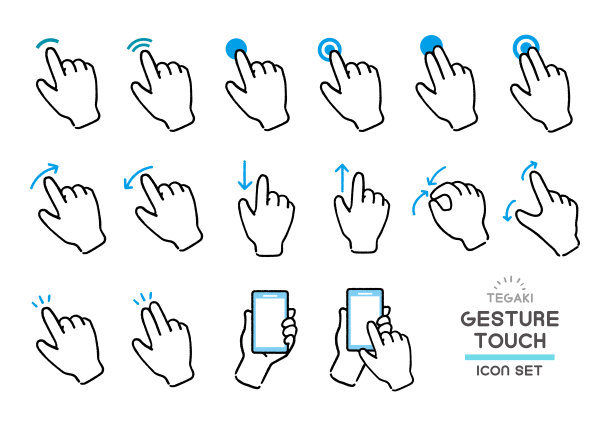 智能手机平板电脑操作手势图标图片下载