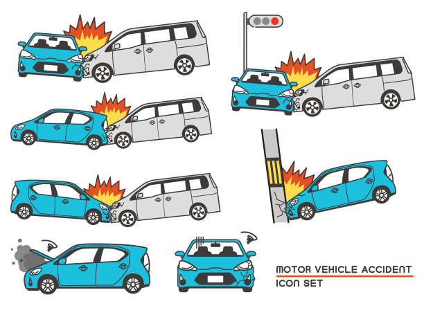 矢量插图材料的各种交通事故/汽车/汽车保险/碰撞图片下载