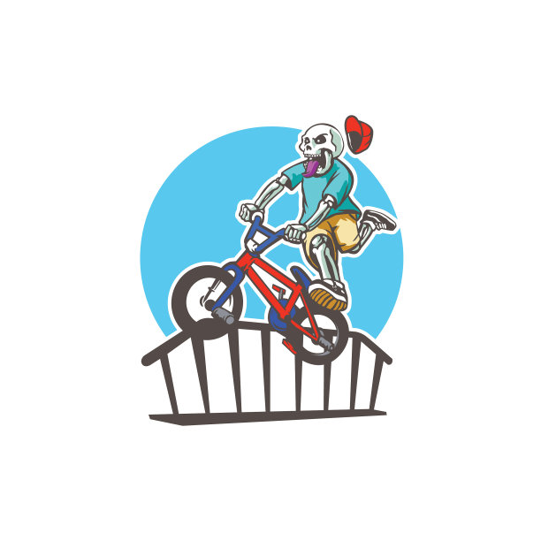 骷髅自行车吉祥物标志模板图片下载