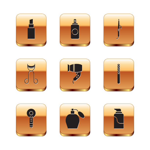 定型口红、吹风机、香水、睫毛夹图片下载