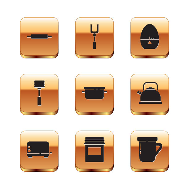 设置擀面杖烤面包机果酱罐烹饪锅图片下载