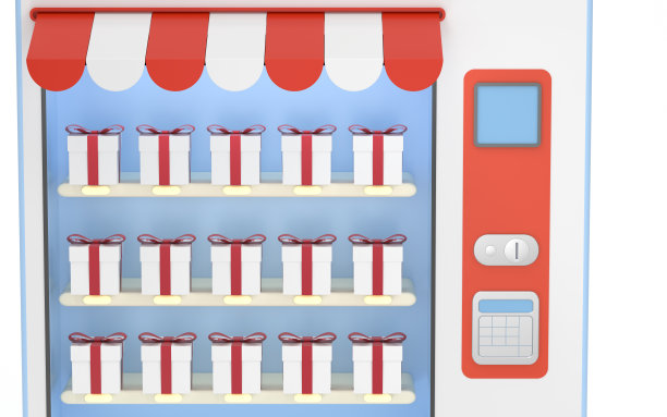 一个装满礼物的自动售货机，3d渲染。图片下载