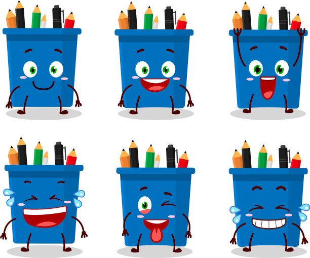 卡通人物办公室铅笔站图片下载