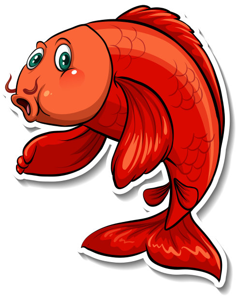 锦鲤鱼卡通贴纸图片下载