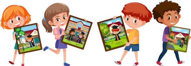 许多孩子拿着他们的毕业照图片下载