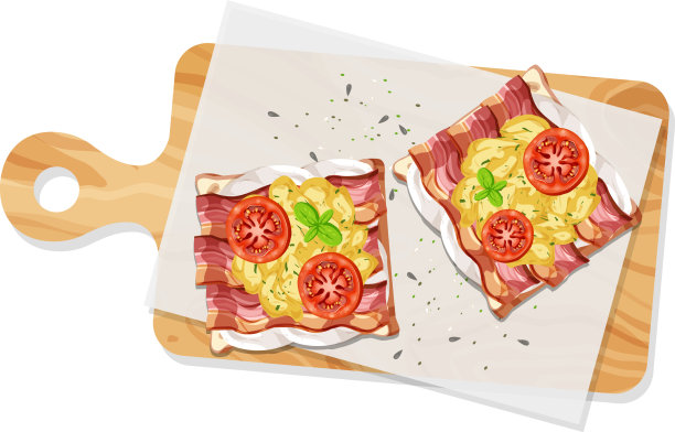 俯视图早餐设置在一个卡通菜图片下载