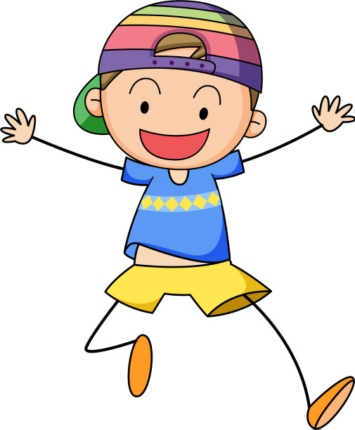 一个快乐的男孩涂鸦卡通人物孤立图片下载