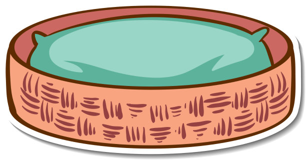 白色背景上的贴纸狗床图片下载