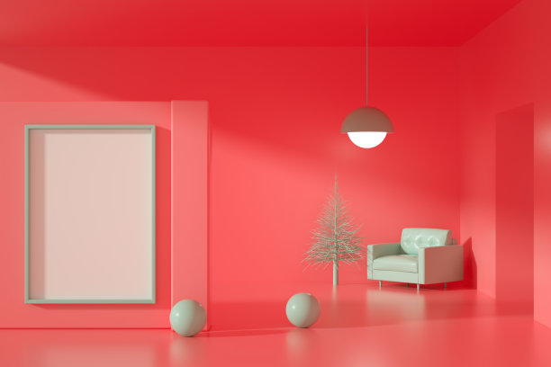 客厅与空框架的最小圣诞节概念图片下载
