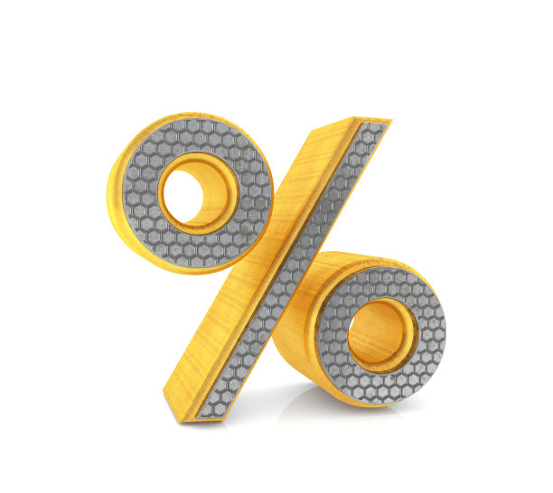 金色百分比符号在白色背景图片下载