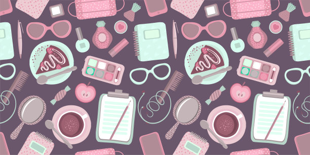 时尚无缝图案背景与女性配件图片下载