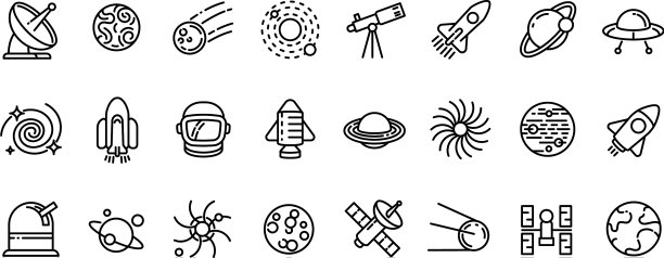 空间研究技术图标设定轮廓风格图片下载