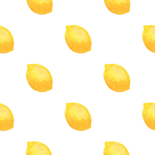 水彩柠檬在白色的背景。无缝模式。图片下载