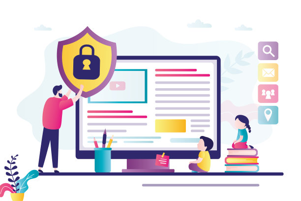 父亲使用内容管控软件保障儿童上网安全。图片下载