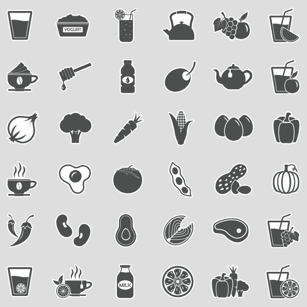 健康食品和饮料图标。贴纸设计。矢量插图。图片下载