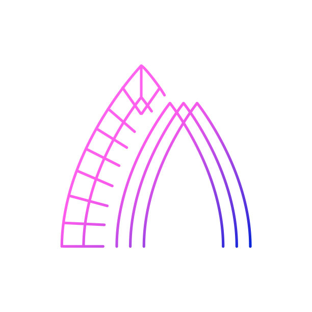 玻璃拱门轮廓图标。台湾。台湾东方建筑。亚洲项目。分离矢量图例图片下载