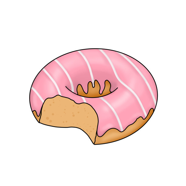 手绘插图粉色甜甜圈。美国食品，甜蜜的烘焙剪贴画。数字漫画插图。馅饼的设计。一堆甜甜圈。甜糖粉甜甜圈。在白色背景上隔离图片下载