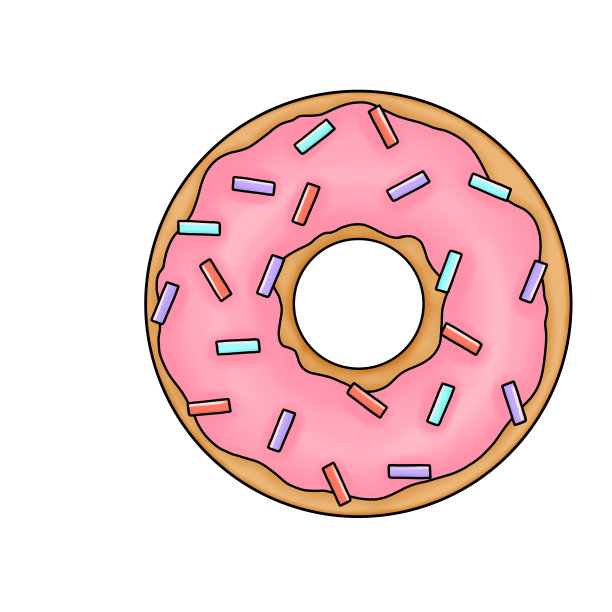 手绘插图粉色甜甜圈。美国食品，甜蜜的烘焙剪贴画。数字漫画插图。馅饼的设计。一堆甜甜圈。甜糖粉甜甜圈。在白色背景上隔离图片下载