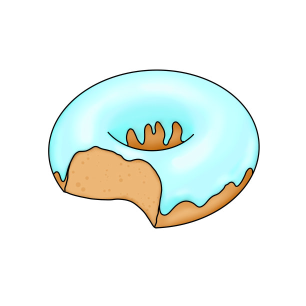 手绘插图蓝色甜甜圈。美国食品，甜蜜的烘焙剪贴画。数字漫画插图。馅饼的设计。一堆甜甜圈。甜糖粉甜甜圈。在白色背景上隔离图片下载