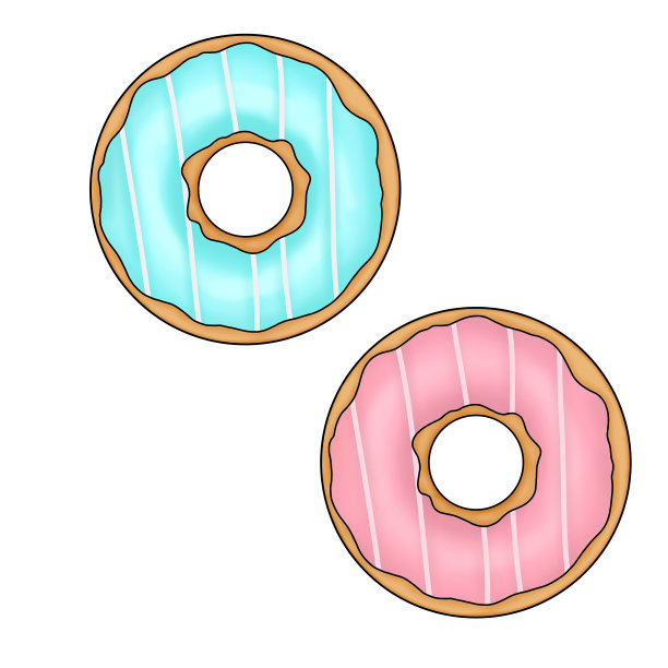 手绘插图蓝色和粉红色的甜甜圈。美国食品，甜蜜的赛特烘焙剪贴画。数字漫画插图。馅饼的设计。一堆甜甜圈。甜糖粉甜甜圈。在白色背景上隔离图片下载