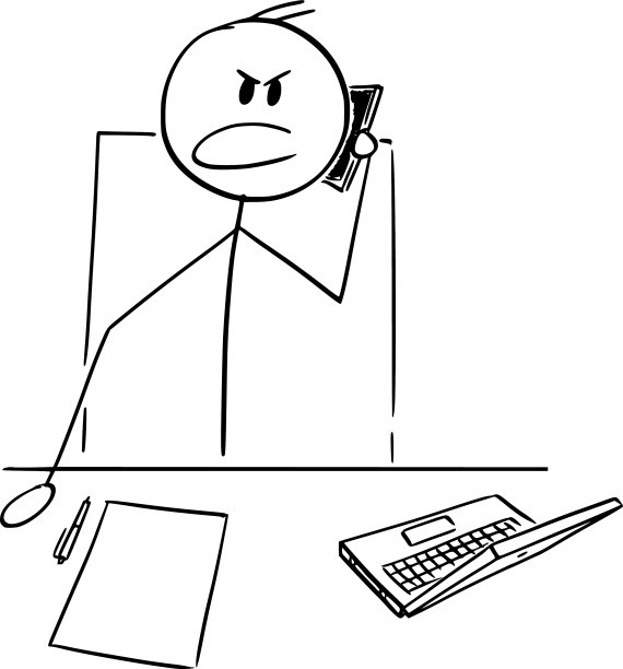 愤怒的经理或办公室职员使用手机图片下载