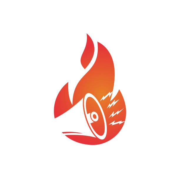 扩音器火焰矢量标志设计模板。图片下载