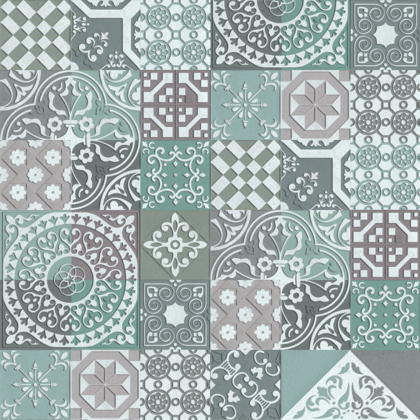 无缝瓷砖背景在葡萄牙风格。蓝色和白色的马赛克图案。荷兰、葡萄牙、西班牙、意大利风格的陶瓷砖。图片下载