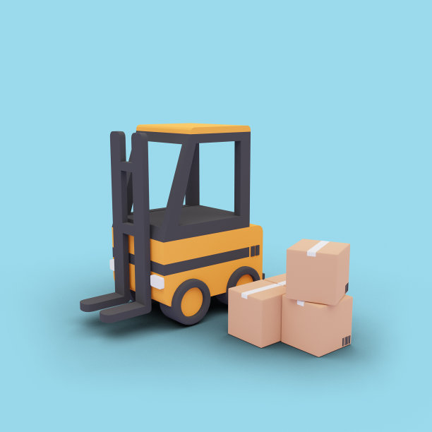 卡通风格的叉车迷你可爱卡车。图片下载