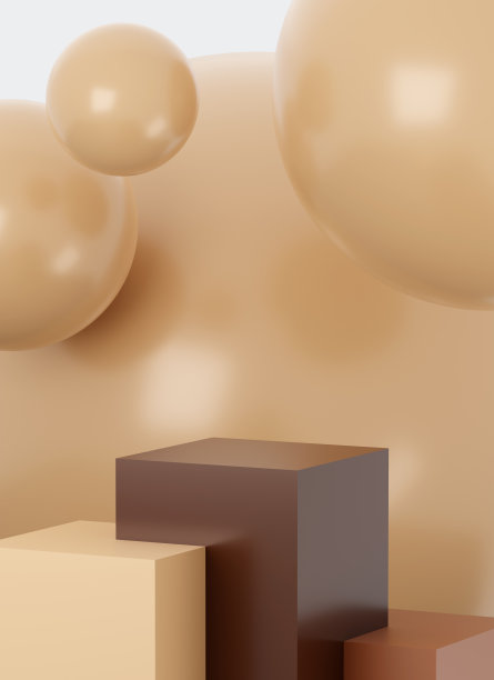 漂亮，优雅的陈列柜底座。棕色抽象3D渲染讲台背景图片下载